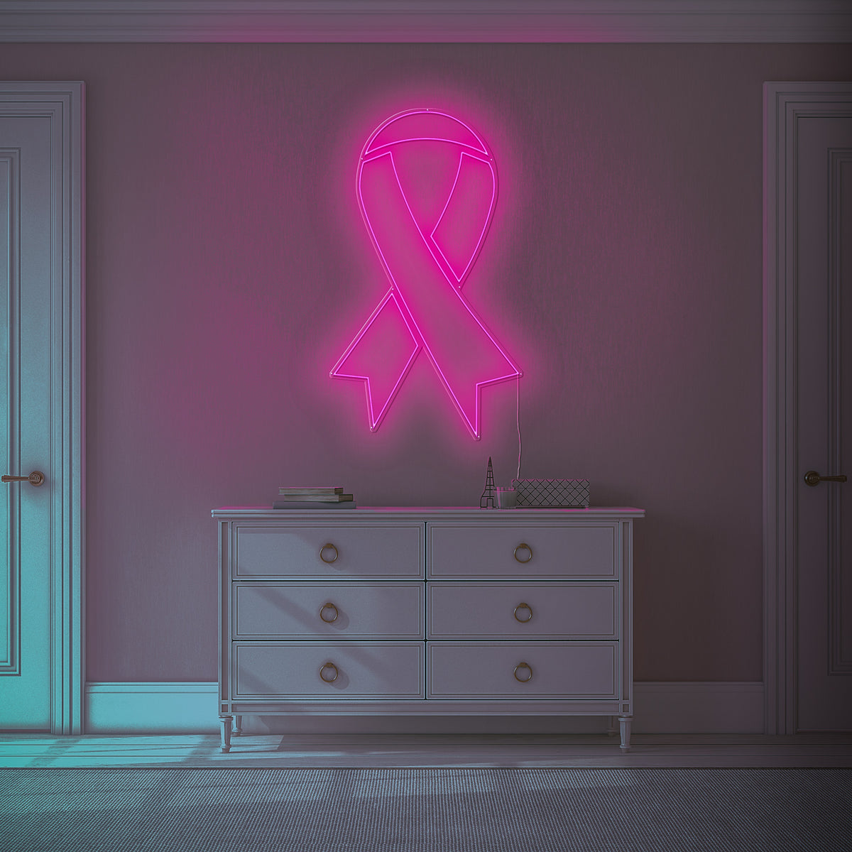 Breast Cancer Symbol Pink Ribbon Neon Sign - PageNeon