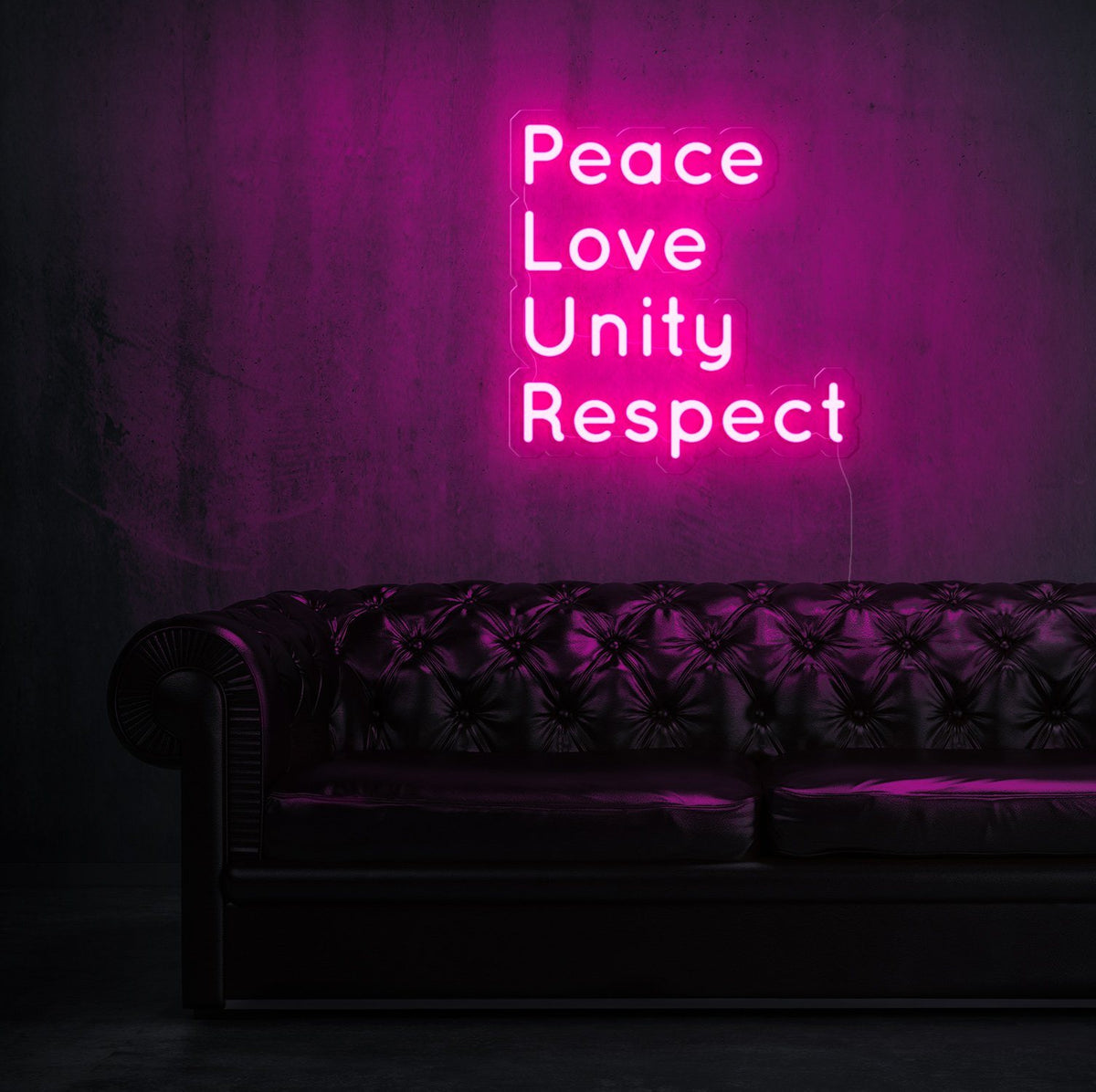 Luminans til bundet samtale Peace Love Unity Respect (PLUR) Neon Sign – Elitist